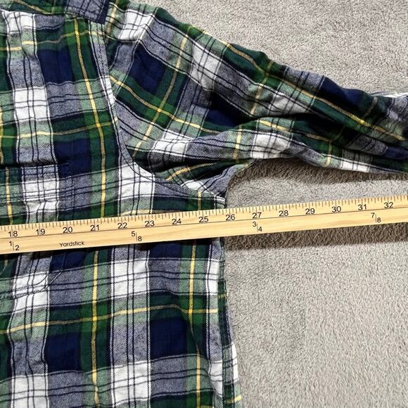 Faded Glory Button Up Shirt Mens Extra Large Plaid Green Blue Long Sleeve - Picture 5 of 5